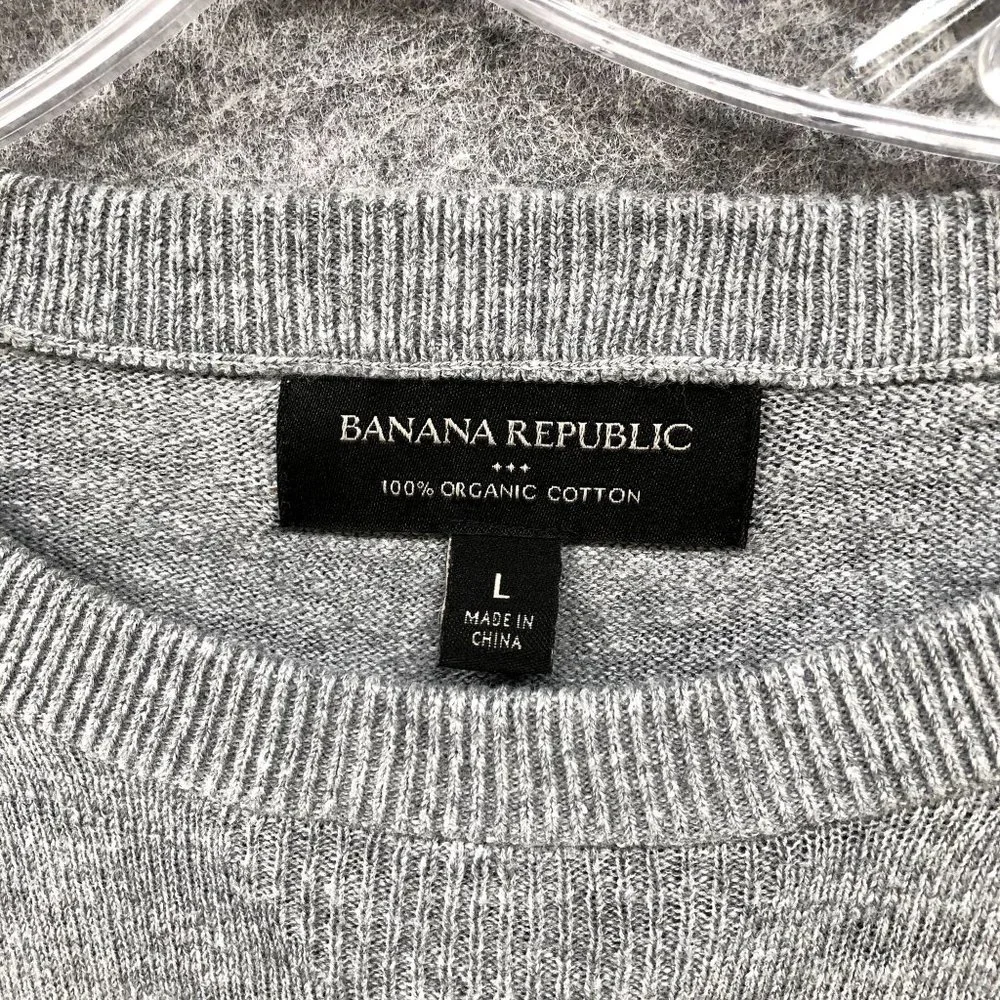 Banana Republic Gray Crewneck Sweater with Black Stripe Detail